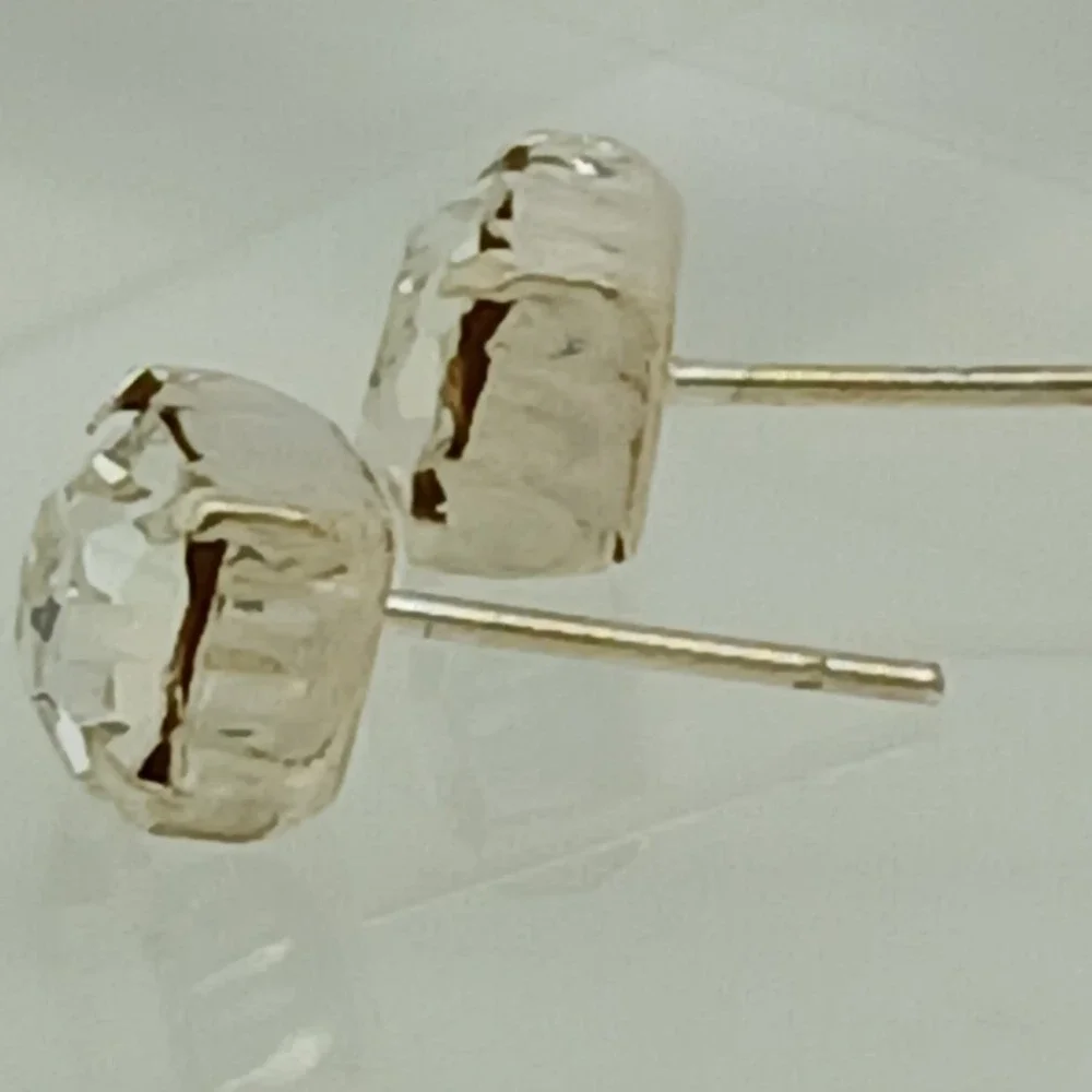 Sterling Silver 925 Crystal Stud Earrings Vintage 1990s Birthstone Jewelry April